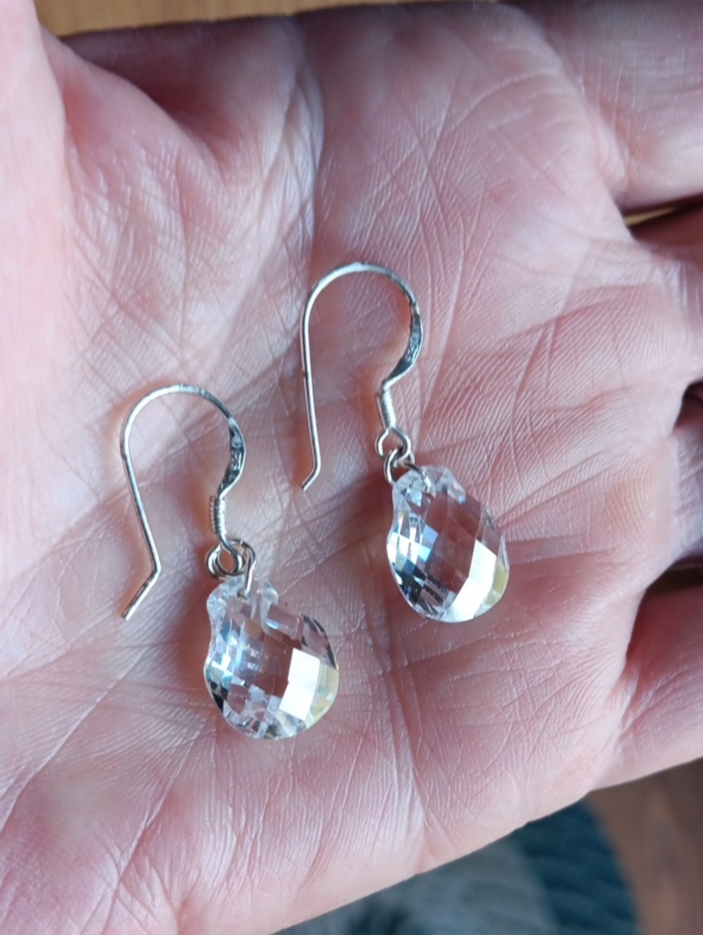 Vtg Sterling Silver Crystal Earrings
